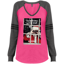 Load image into Gallery viewer, DM477 District Made Ladies&#39; Game LS V-Neck T-Shirt