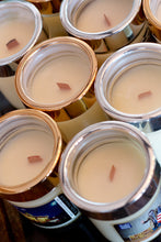 Load image into Gallery viewer, &quot;The lonely clown,&quot; art by Shanna Koltz on a Soy candle with crackling wooden wick in a 10oz Glass Jar with a shiny lid