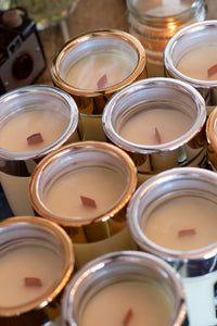 "Poison Apple" Soy Candle with Crackling wood wick in 10oz Glass Jar with Metallic Lid, inspired by Shattered Fairytale Collection by Koltz