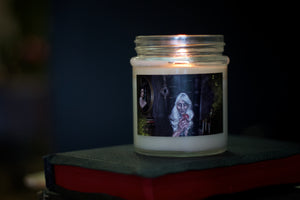 "Poison Apple" Soy Candle with Crackling wood wick in 10oz Glass Jar with Metallic Lid, inspired by Shattered Fairytale Collection by Koltz