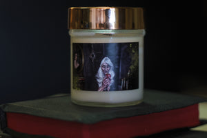 "Poison Apple" Soy Candle with Crackling wood wick in 10oz Glass Jar with Metallic Lid, inspired by Shattered Fairytale Collection by Koltz