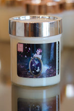 Load image into Gallery viewer, &quot;Letting Go,&quot; art by Shanna Koltz on a Soy candle with crackling wooden wick in a 10oz Glass Jar with a shiny lid